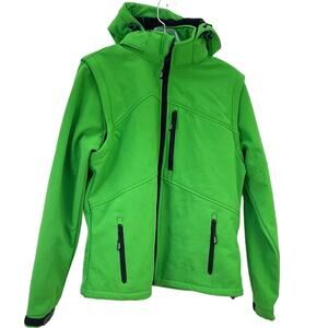 Fifty Five Men's Slime Green Full Zip Hooded Activewear Jacket Size 40
